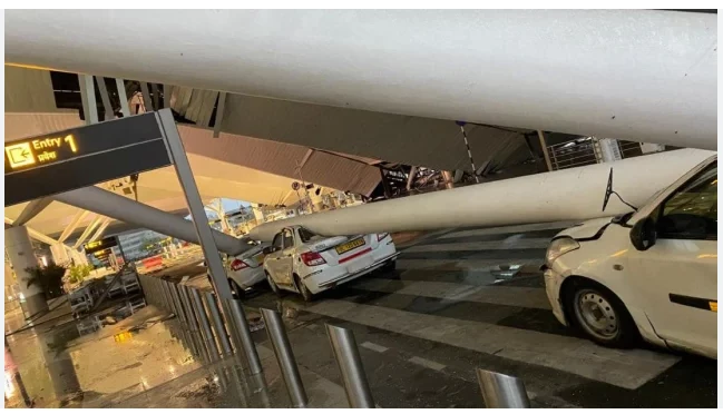 Delhi airport terminal roof collapses months after Modi inauguration