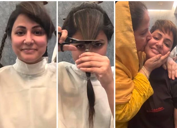 Brave Hina Khan says goodbye to long hair during cancer treatment