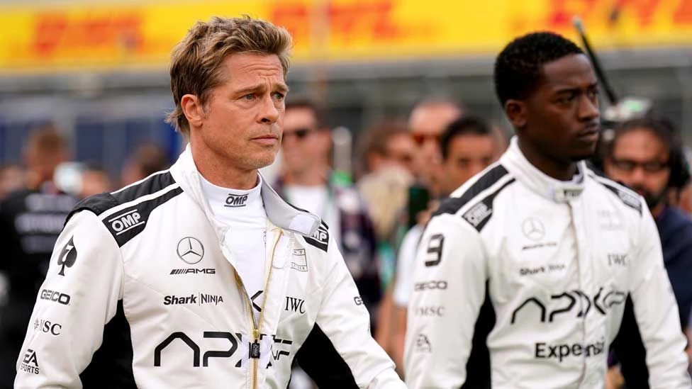 Brad Pitt at Silverstone for filming of F1 movie