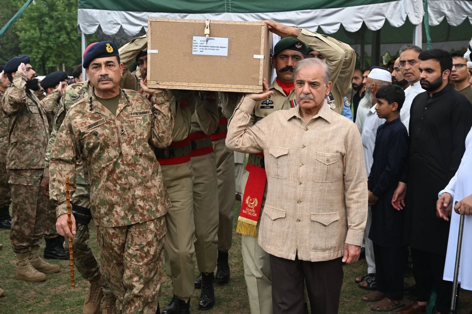 PM, COAS attend funeral prayers of Captain Muhammad Osama Bin Arshad Shaheed