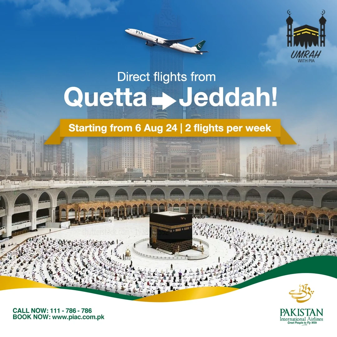 PIA announces direct flights for Umrah aspirants from Quetta and Faisalabad