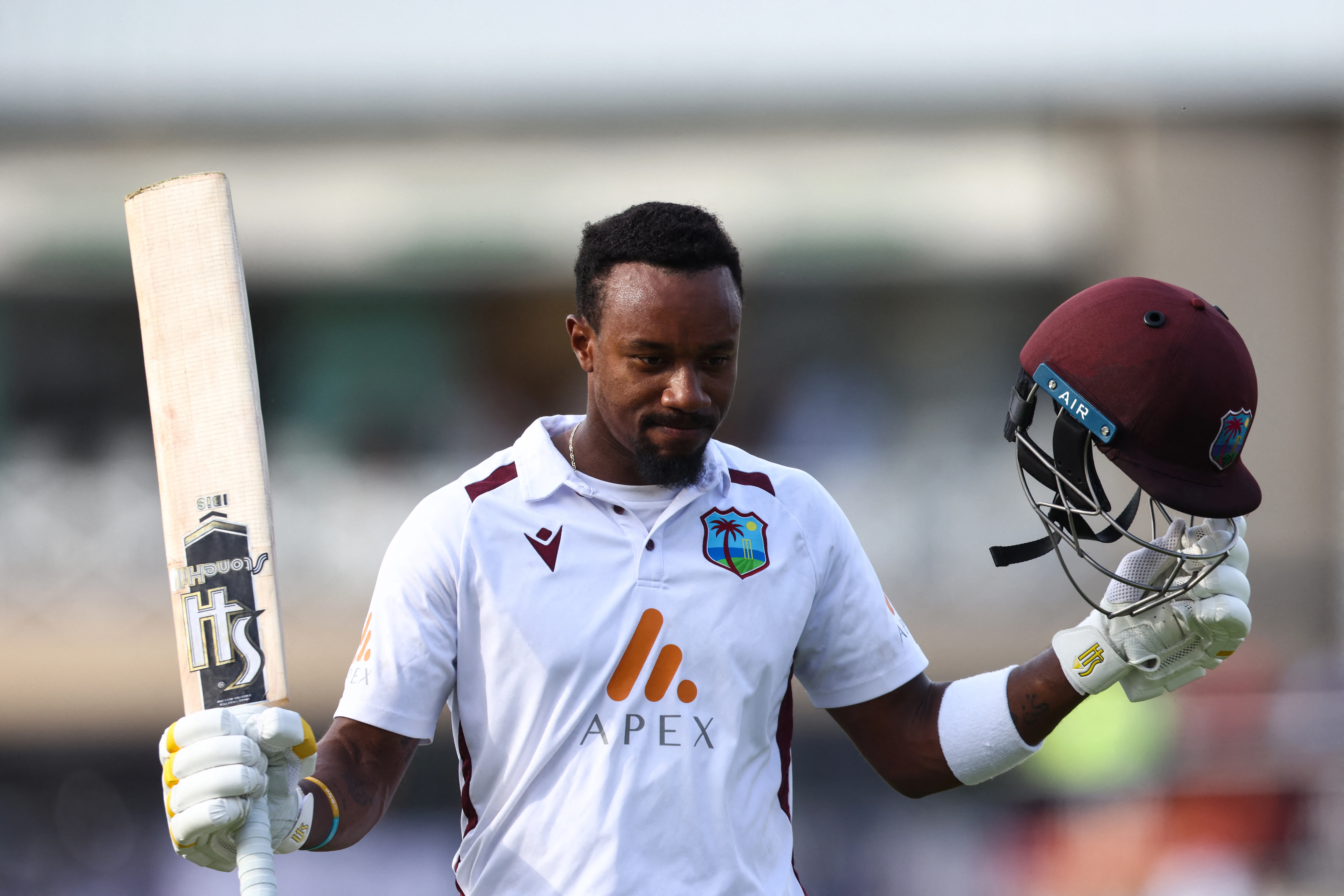 Hodge's century leads West Indies as England struggles without Anderson