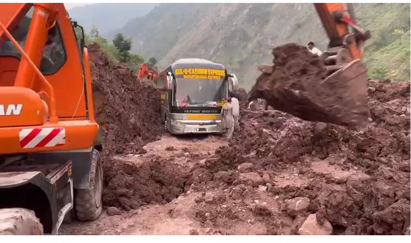 Passengers jump for life as bus caught up in AJK landslide