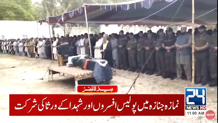 Funeral of four martyred cops offered in Sadiqabad