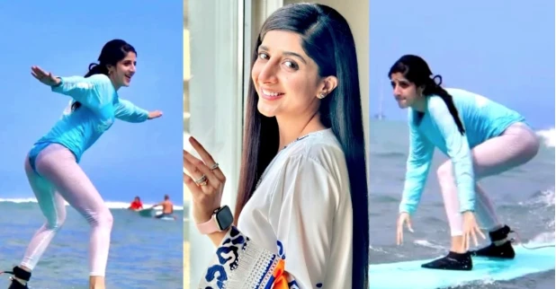 Mawra Hocane severely bashed for ‘AUDACIOUS’ swimwear during surfing session