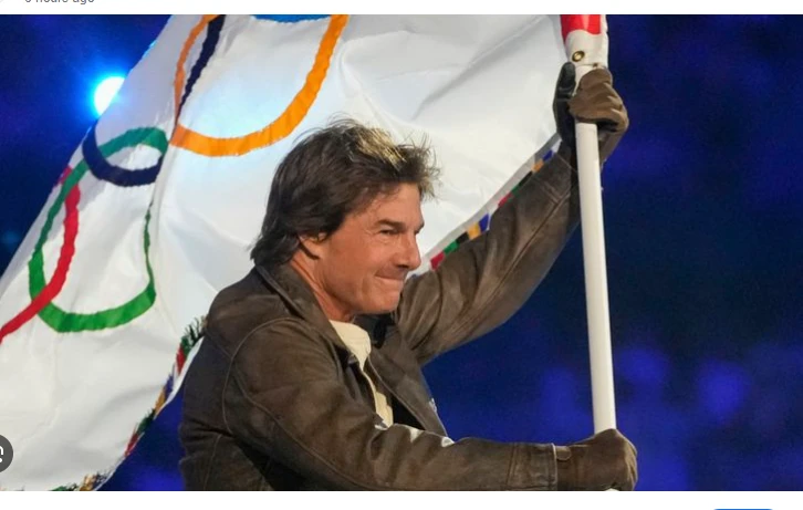 Tom Cruise abseils into Olympic closing ceremony