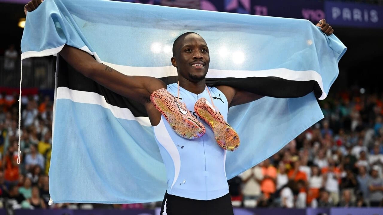 Botswana celebrates olympic gold with flags and festive dancing