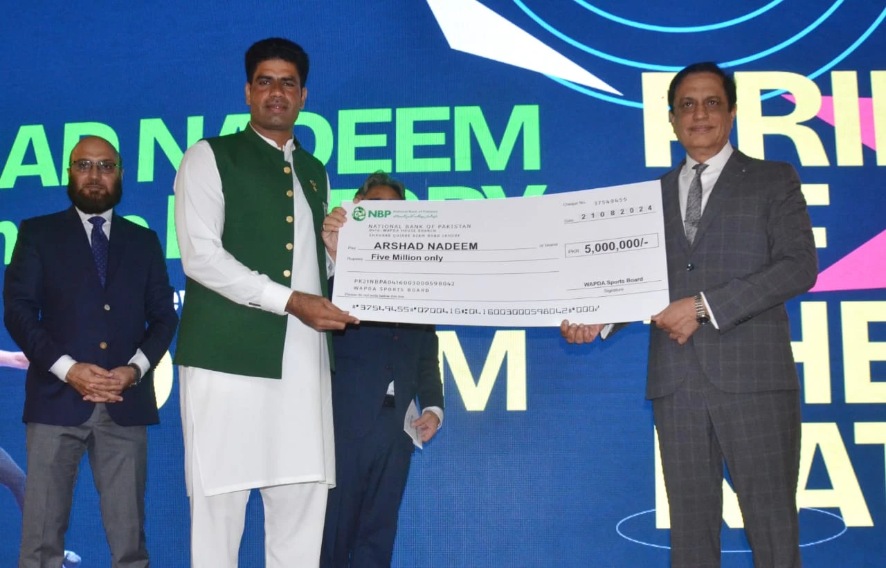 WAPDA presents cash award of Rs. 5 million to Arshad Nadeem