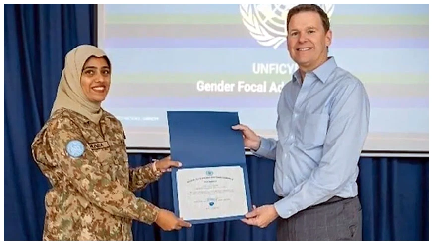 Pakistan Army’s Major Sania receives UN Gender Award in Cyprus