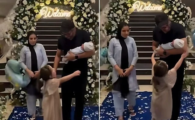 Shahid Afridi's dream welcome to grandson Aliyar on his first arrival at home