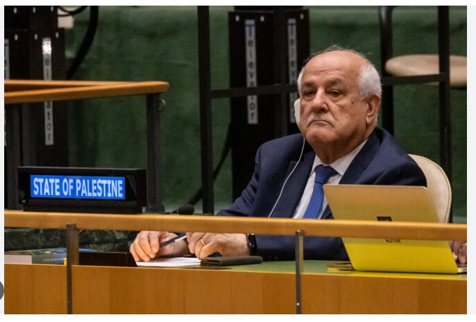 Palestinians take new seat at UN General Assembly