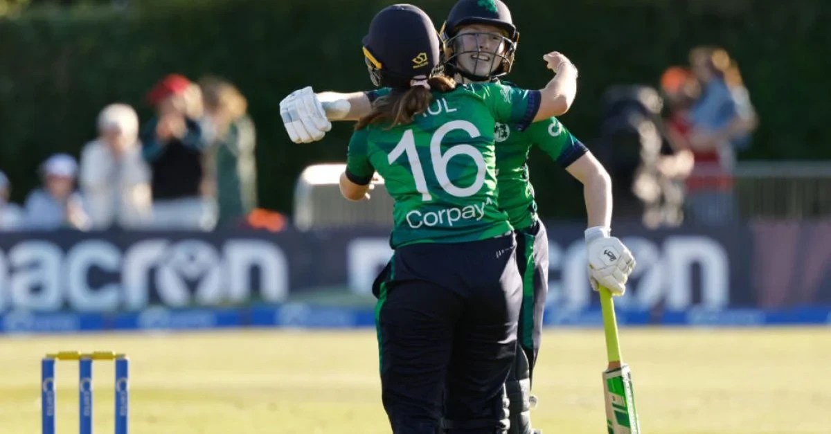 Ireland women celebrate historic first T20 victory over England