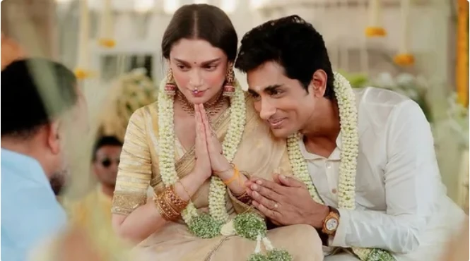 Lovebirds Aditi Roy Hydari and Siddharth tie the knot in a traditional ceremony