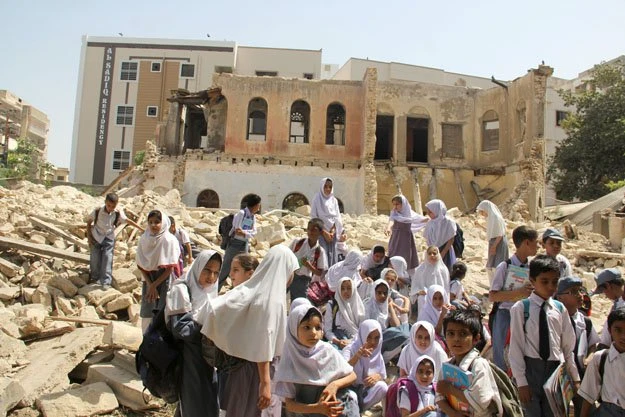 Landlord demolishes govt school building in Khairpur Nathan Shah