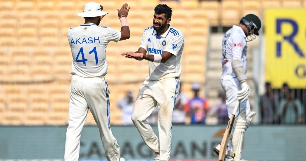 Bumrah shines as India take lead in first Test against Bangladesh