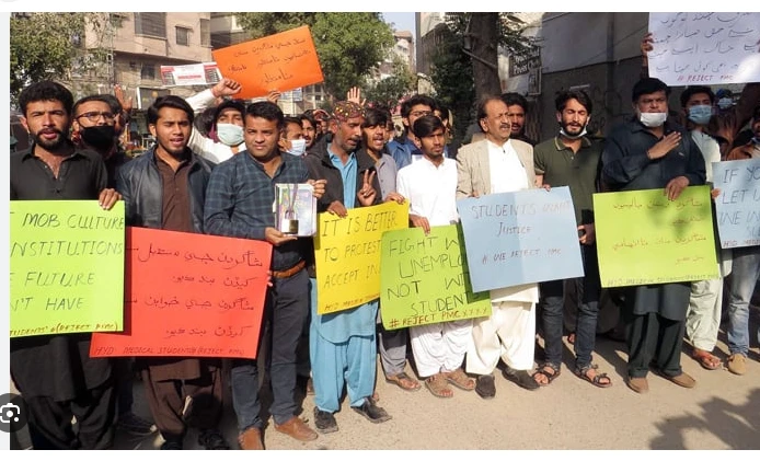 Students hold protest against irregularities in MDCAT exam