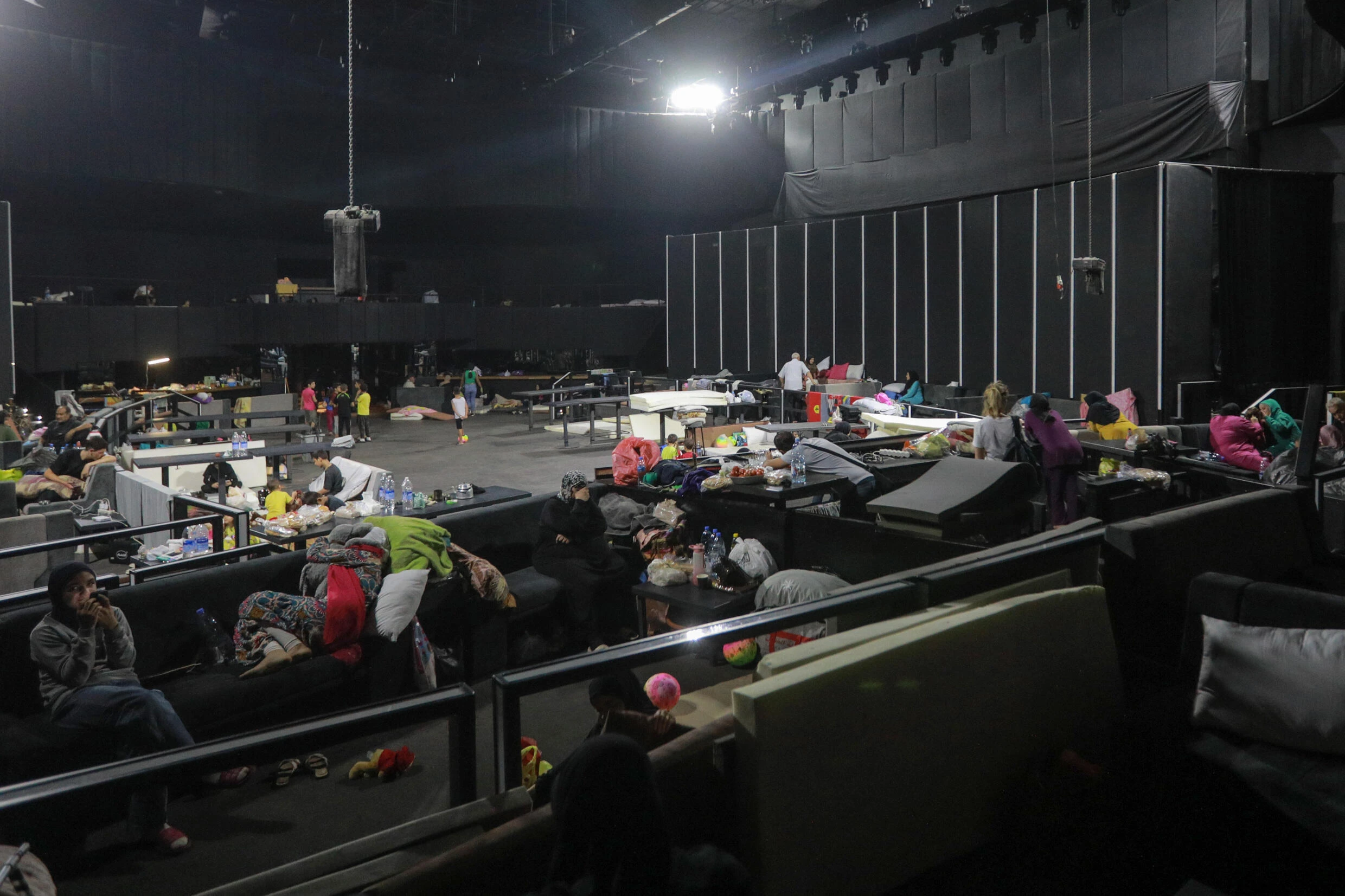 Displaced families shelter in Beirut nightclub