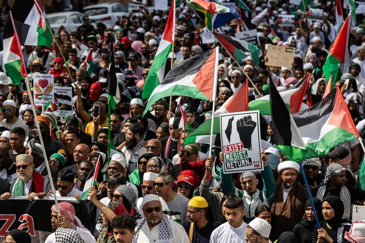 Hundreds in South Africa rally for Gaza on conflict anniversary