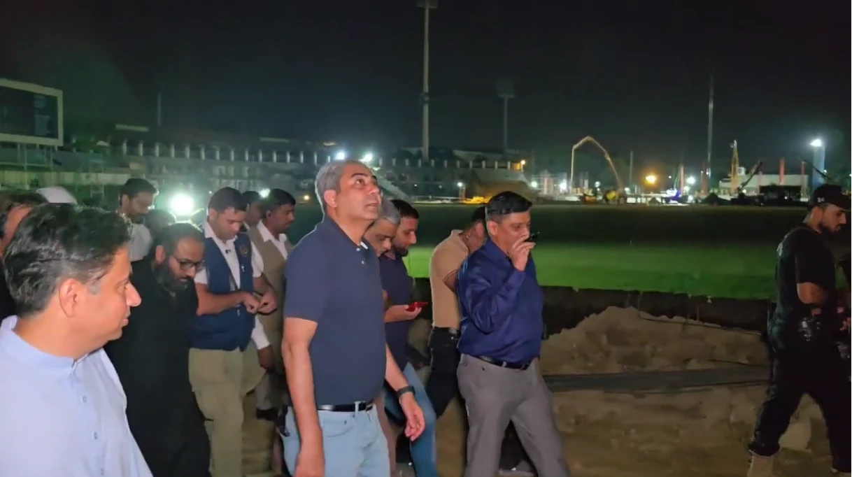 PCB chairman reviews progress of Gadhafi stadium renovations