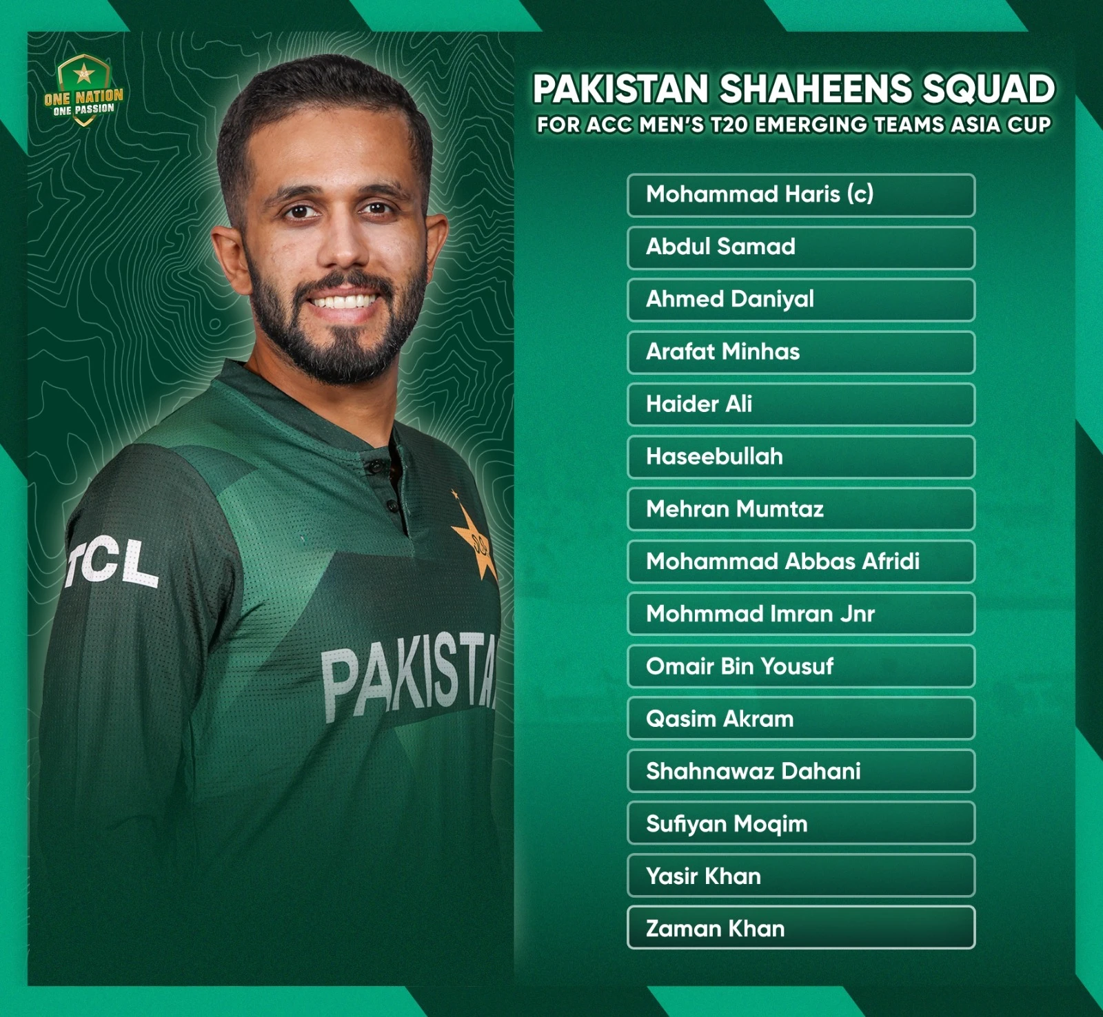 Haris to lead Pakistan Shaheens in ACC Men’s T20 Emerging Teams Asia Cup