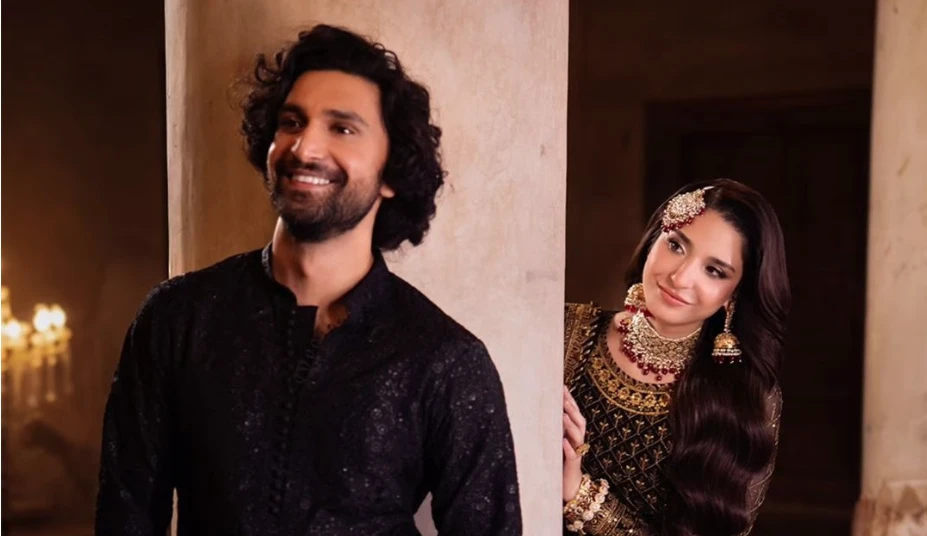 Ahad Raza Mir and Ramsha Khan appear together for designer's photoshoot