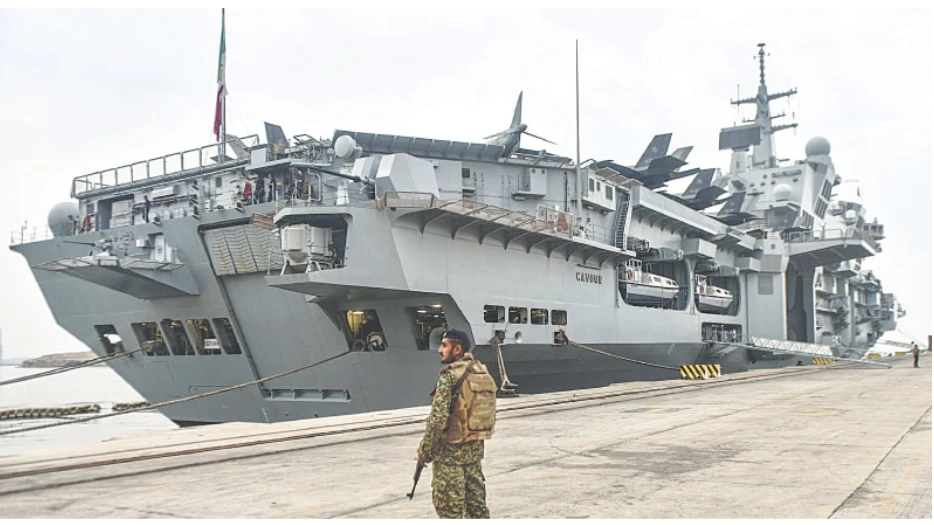 Italian aircraft carrier docks at Karachi on three-day visit