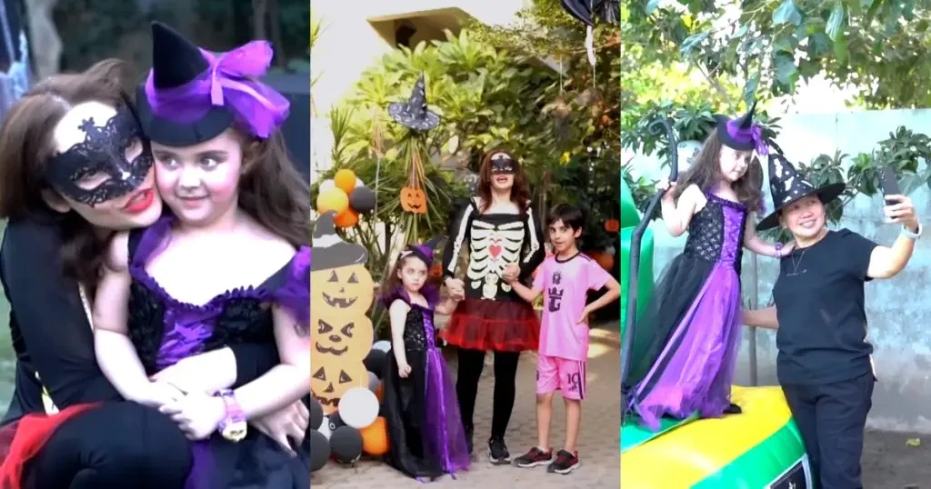 Juggan Kazim celebrates Halloween with her children