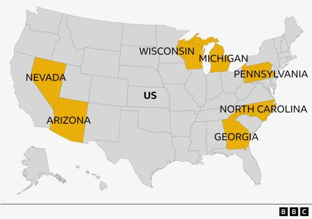 The seven states that will decide the US presidency