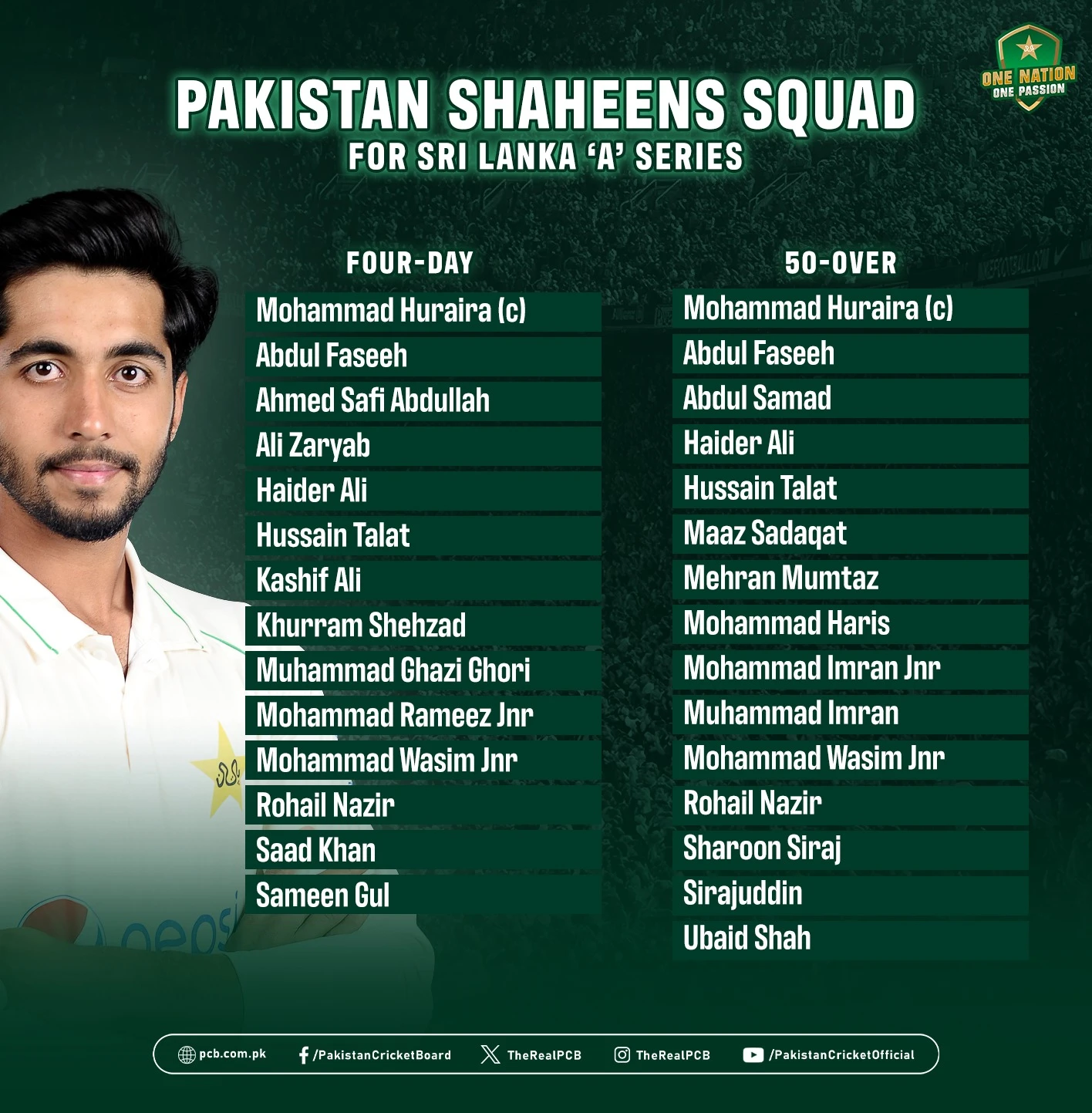 Huraira to lead Pakistan Shaheens against Sri Lanka ‘A’