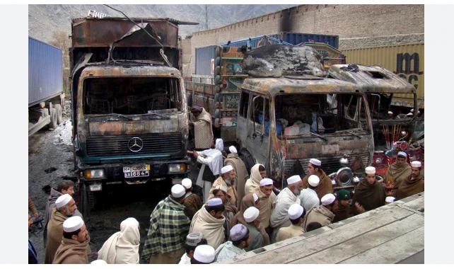 Three coal-loaded trucks set on fire in Ziarat