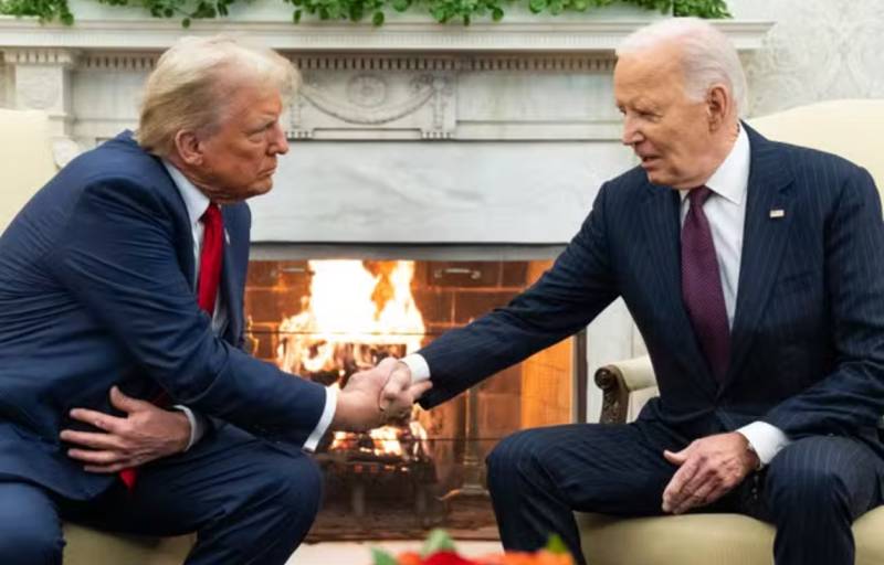 Trump, Biden shake hands in White House, vow smooth transfer