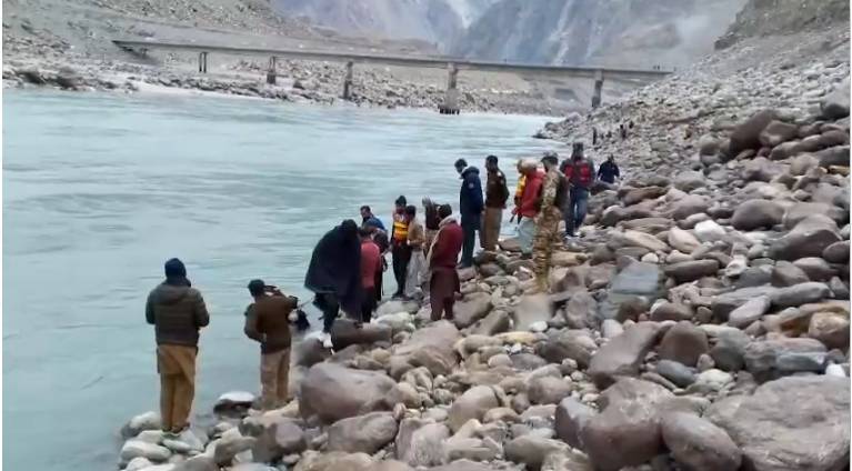 Army, Navy rescue teams intensify search for 11 missing passengers of Astore bus accident 