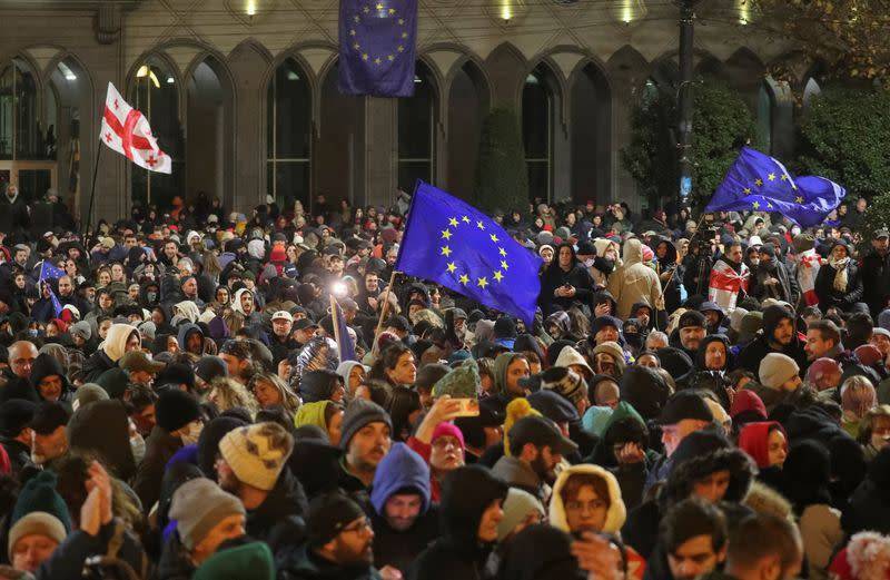 Dozens arrested in pro-EU protests in Georgia, diplomats decry move to halt EU talks