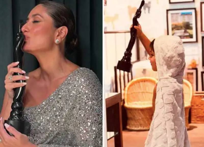 Kareena Kapoor Khan's son Jeh flaunts mom's Filmfare win