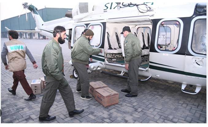 First helicopter carrying 500kg medicines lands in Parachinar