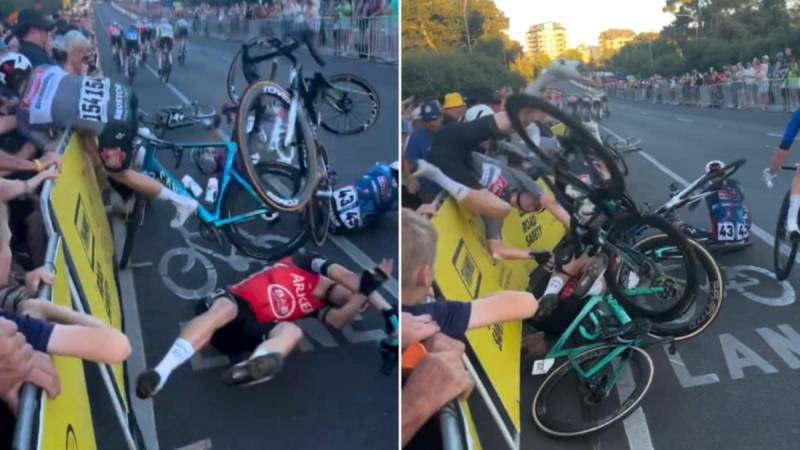 Fan hospitalised after 'awful' crash at cycling's Tour Down Under