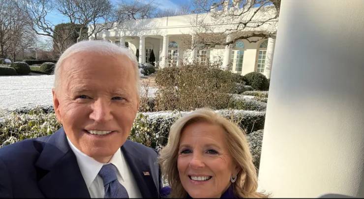 Joe Biden bids farewell to the White House with final selfie with Jill Biden