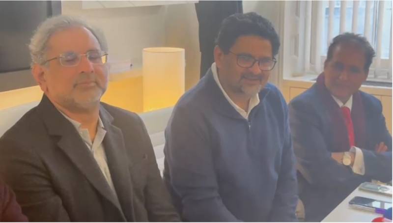 Shahid Khaqan Abbasi, Miftah Ismail hold press conference in London